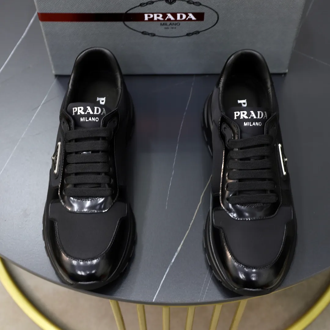 Men's shoes 💰600💰🙅‍♂️🙅‍♂️🙅‍♂️ [PRADA] Prada - High-end quality original order - Upper: Nappa calfskin, tumbled calfskin spliced stretch cloth surface, tongue high frequency brand logo - Lining: water-dyed cowhide - Outsole: ultra-light TPU foam rubber; two-color molded outsole -Ultra-high quality control and fine workmanship: outstanding (high-end, extravagance, grade) -Size: 38-44 (45 can be customized)